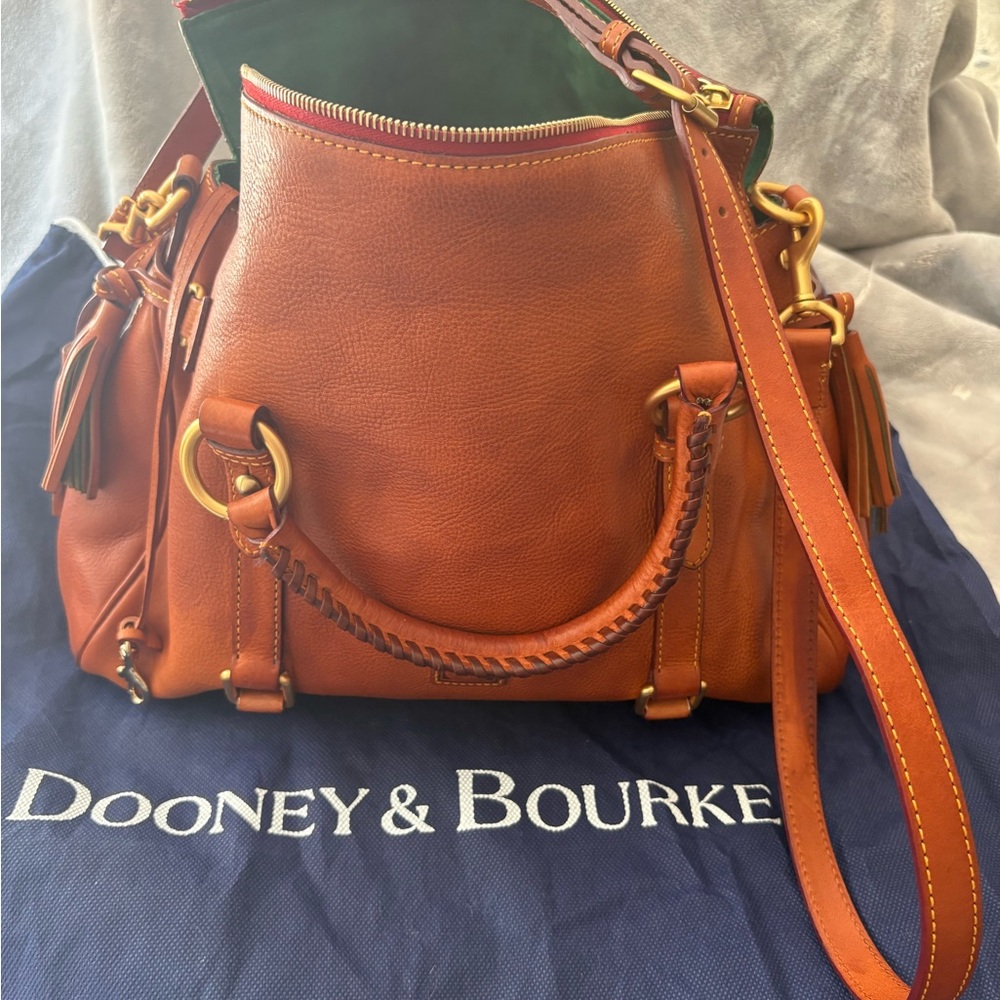 Dooney & Bourke Tan Leather Shoulder Bag with Gold Accents